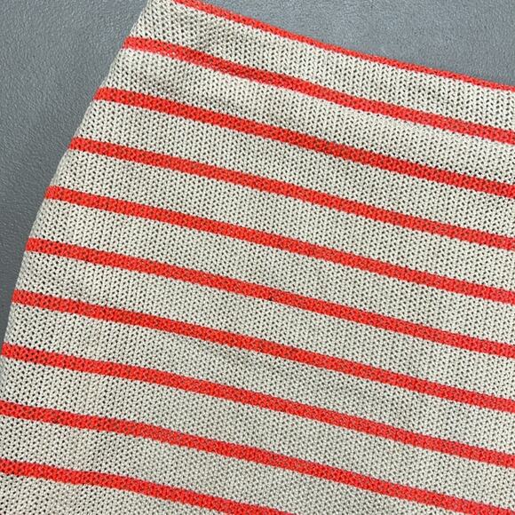 J.O.A. Knit 2 Piece Crop Top & Skirt Set Cream Orange Strip Size Large NWT - Picture 7 of 13